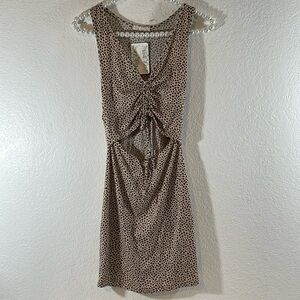 ENDLESS BLU Animal Print Cutout Dress Size Small NEW
